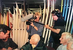 David L. Brown films Woody Brown event, with Fred Van Dyke, front right.